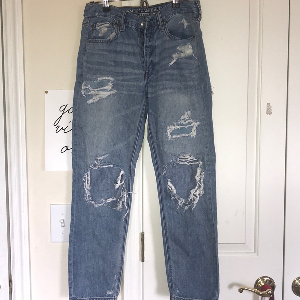 American Eagle, high-rise distressed jeans
